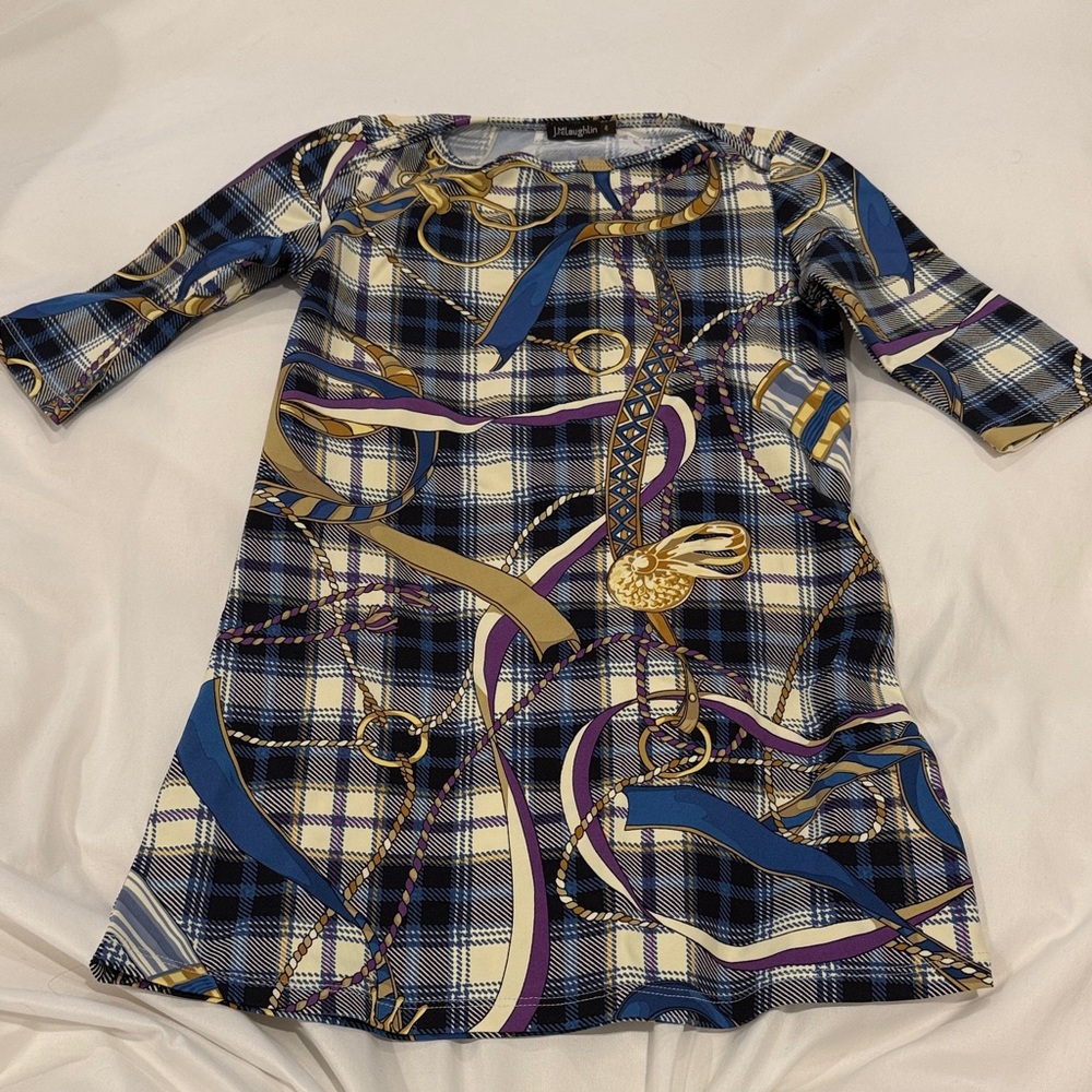 Elegant Kids Plaid Dress with Chain Accents
